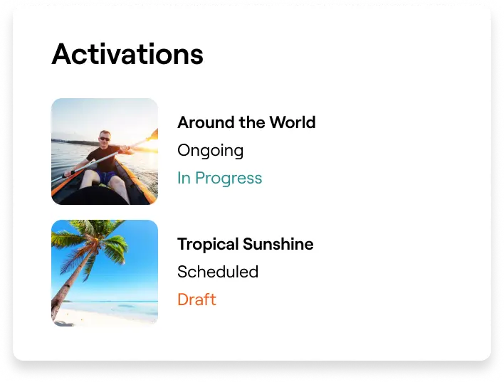 A list of two activations in Sanad's platform