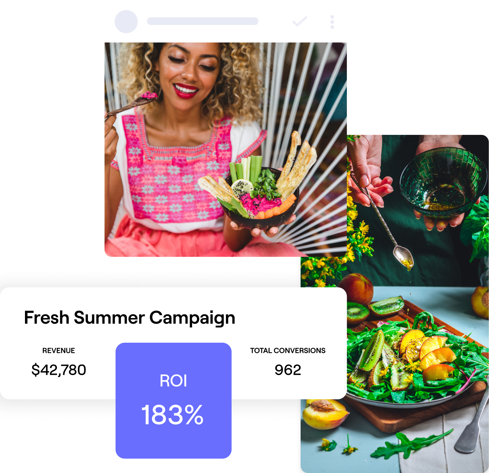 Stylized images of content and metrics in Sanad